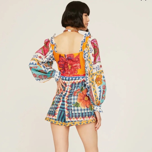 FARM RIO Summer Vibes Stitches Romper (NWT) - Picture 6 of 16